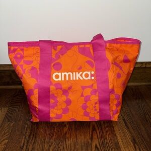 Amika Vibrant Orange and Pink Tote
